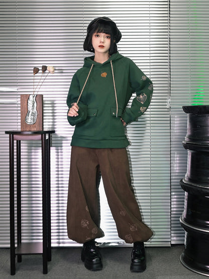New Chinese Style Printed Hooded Fleece Sweatshirt - Reincarnation 轮回