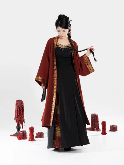 Song Dynasty Modern Hanfu Set with Beizi Jacket and Three Pleat Skirt - Holy Candle 圣烛 (Preorder)