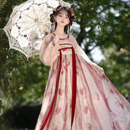 Strawberry Cream | Tang Style Qixiong Ruqun Modern Hanfu Dress for Spring