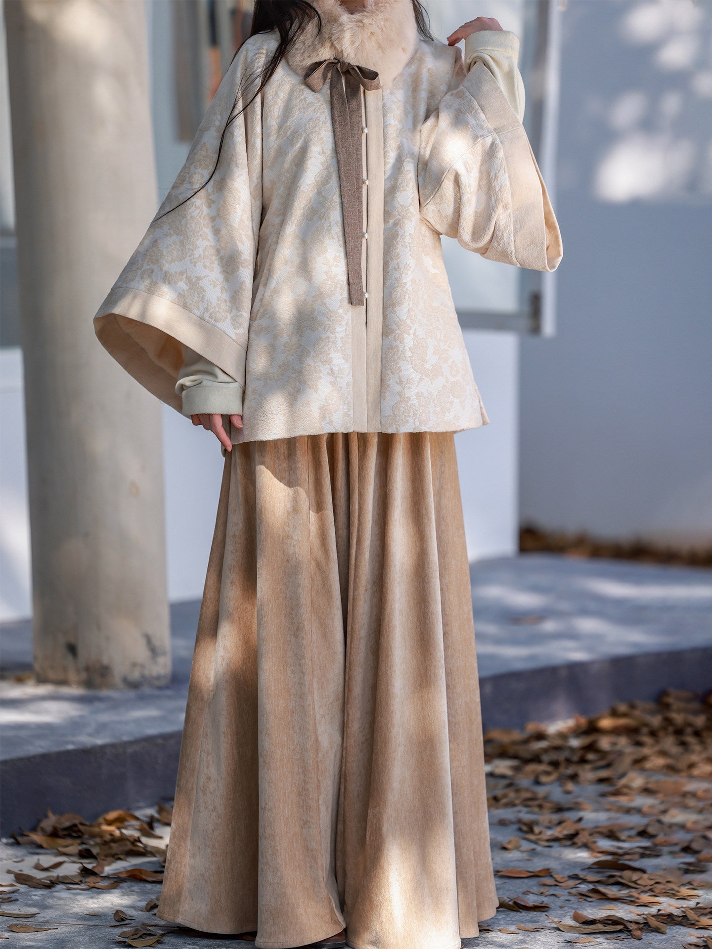 Ming Dynasty Modern Hanfu Round Collar Jacket and Elastic Skirt - Rouhua 柔华