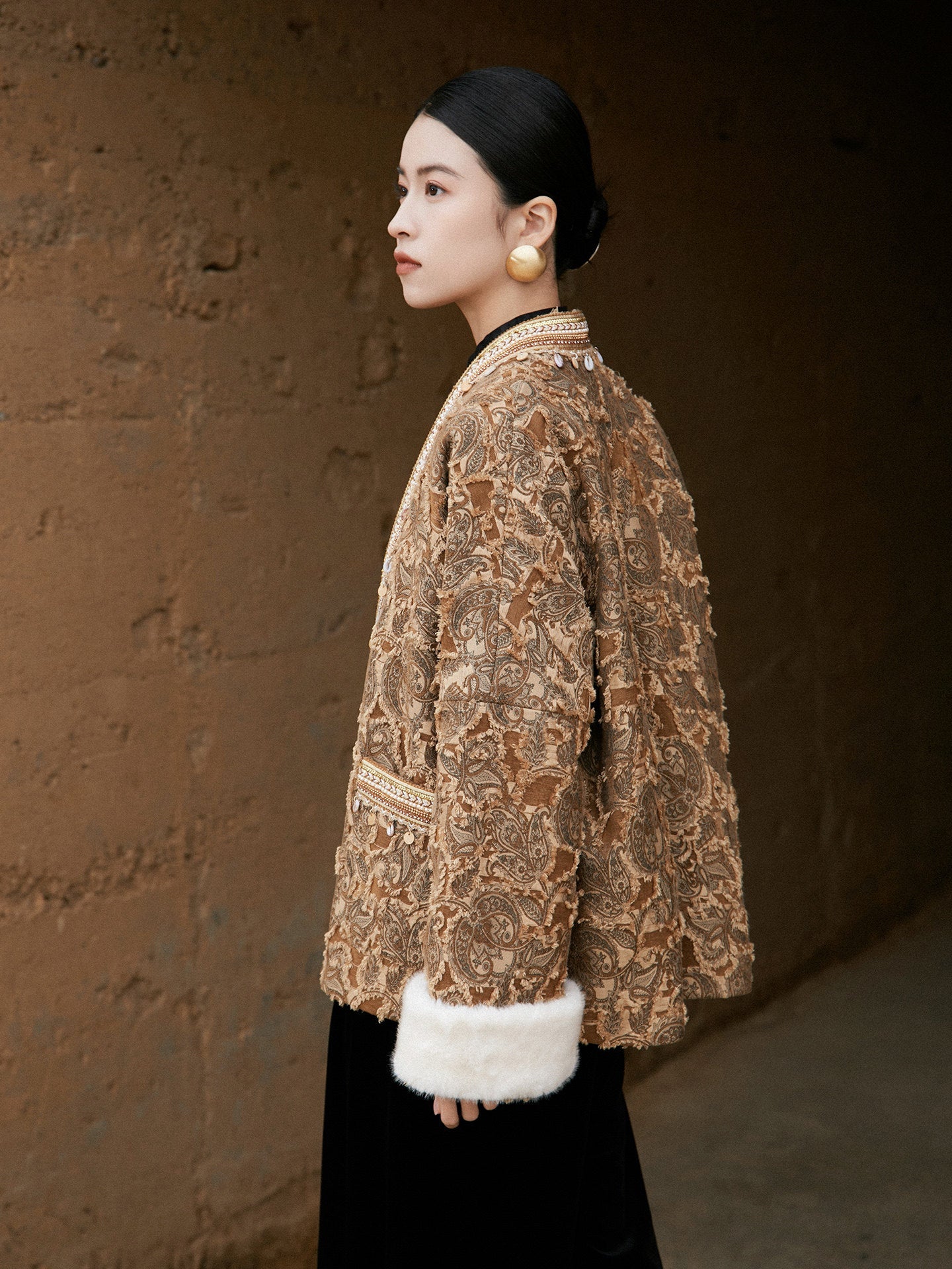 New Chinese and Ethnic Style Jacquard Cut Jacket - Qingheng 清珩