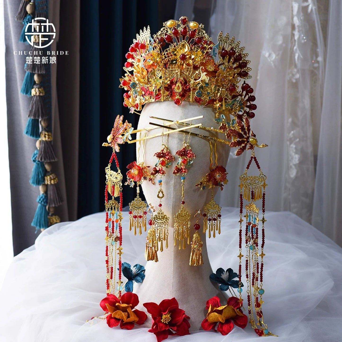 Opera Empress Grace - Traditional Phoenix Crown for Hanfu Wedding Inspired by Tang Dynasty Style