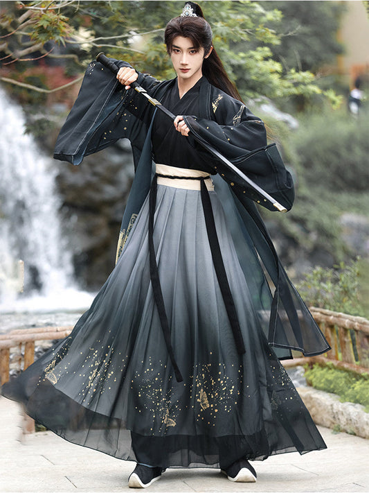Bamboo Rhyme xianxia hanfu set - Chinese fantasy period drama style — side profile