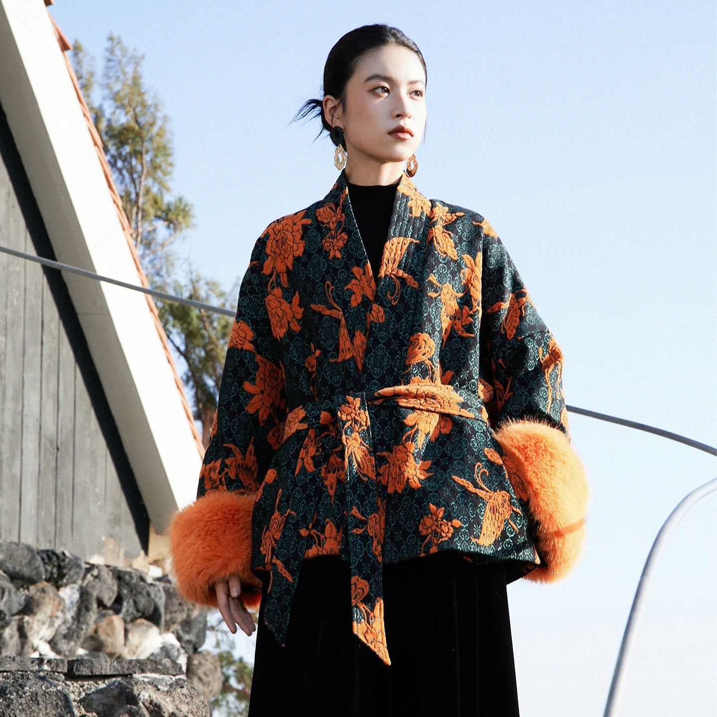 New Chinese Style Wool Blend Brocade Jacket - Shayue 沙玥