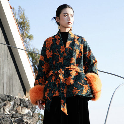 New Chinese Style Wool Blend Brocade Jacket - Shayue 沙玥
