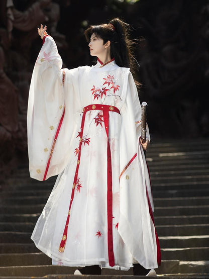 Song Dynasty Round Collar Robe - Maple Snow 枫雪 (Preorder)