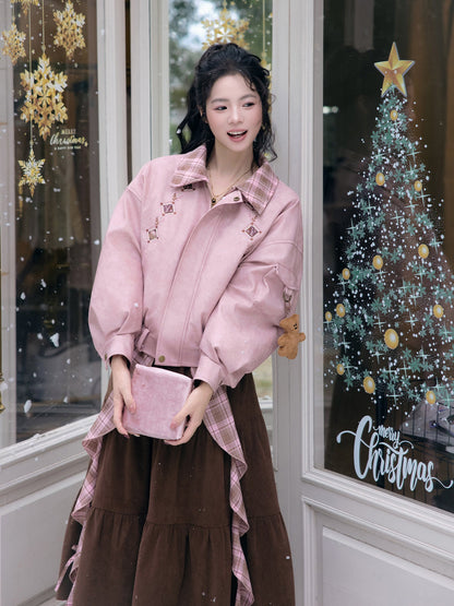 New Chinese Style Down Jacket and Skirt for Autumn and Winter - Cinnamon Latte 肉桂拿铁