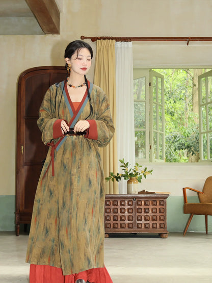 Oil Painting 油彩 - Song Dynasty Hanfu Straight Robe for Spring & Autumn (Preorder)
