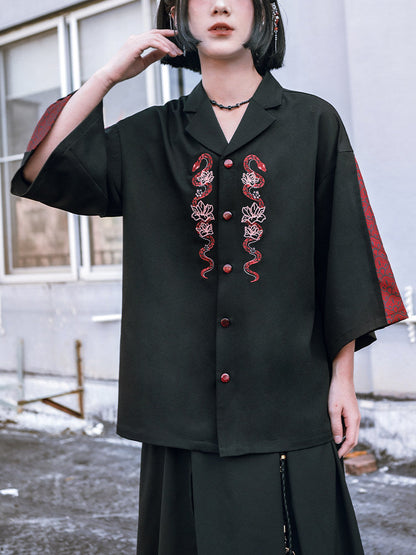 New Chinese Style Embroidered Shirt - Snake 巳蛇