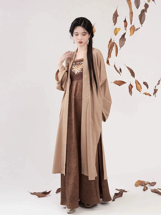 Modern Tang Dynasty Hanfu Slip Dress Set - Qiuju 秋菊 (Preorder)