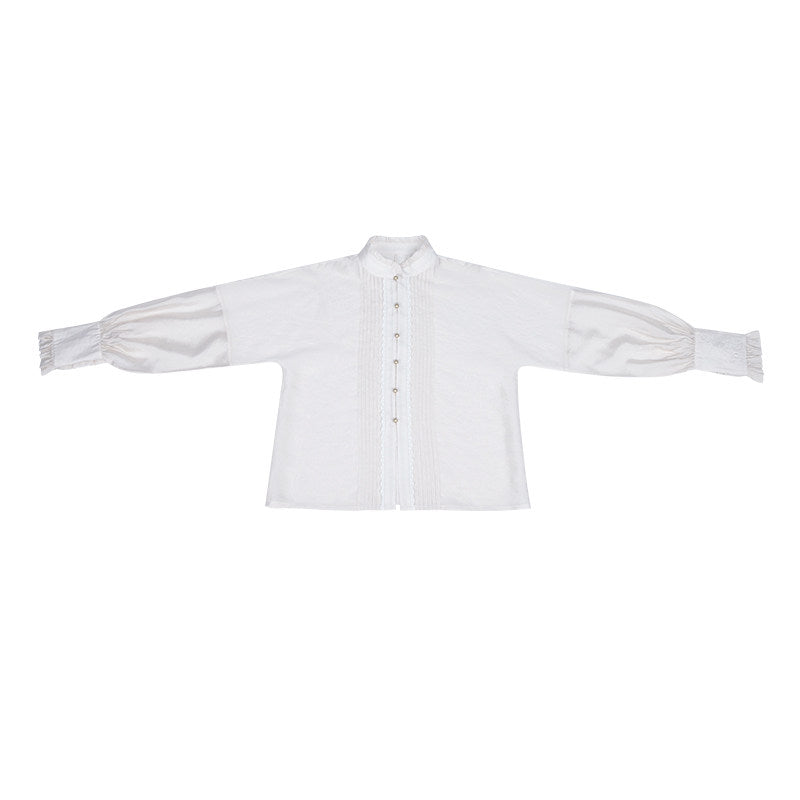 New Chinese Style Long Sleeve Top and Gradient Embroidered Mamianqun Set - Pear Blossom Song 梨花曲