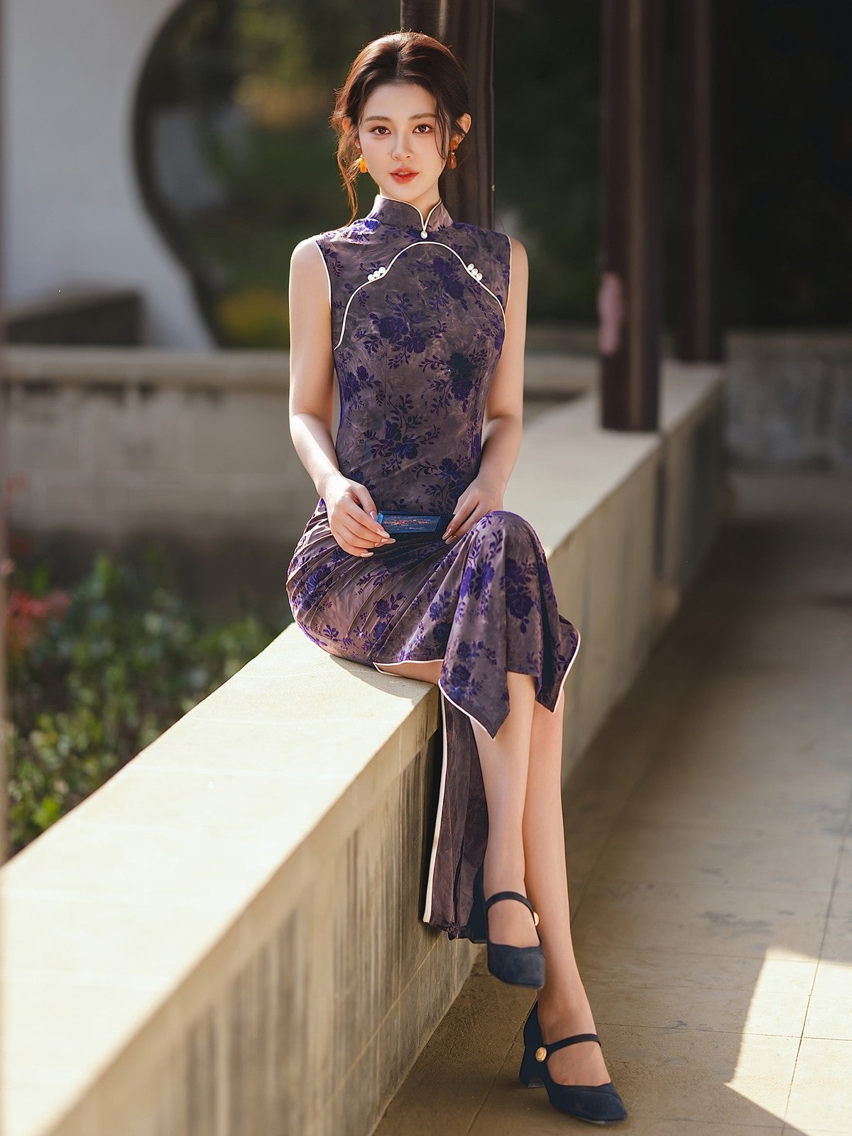Sleeveless Floral Midi Cheongsam | Lydia