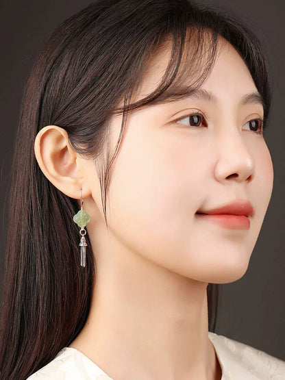 Oriental Four Leaf Clover Earrings | Cheongsam Jewelry