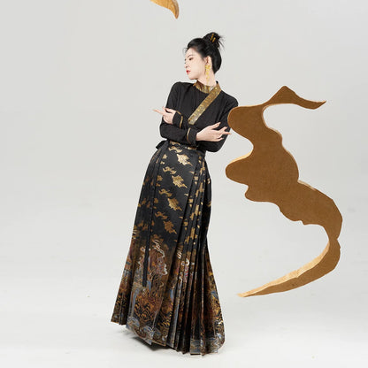 Ming Dynasty Modern Hanfu Mamianqun Outfit - Copper Furnace 铜炉