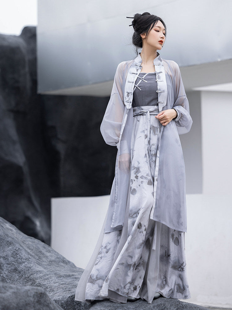 New Chinese Style Sheer Robe and Slip Dress - Wuji 无极 (Preorder)