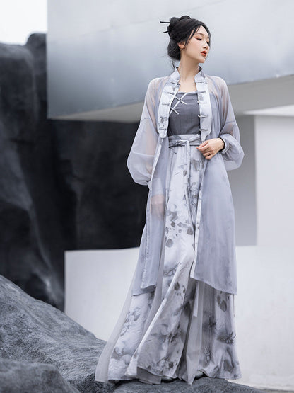 New Chinese Style Sheer Robe and Slip Dress - Wuji 无极 (Preorder)