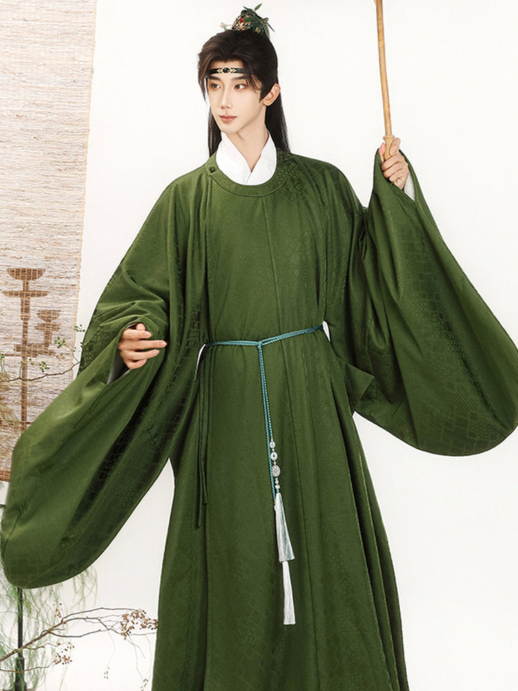Inkstone | Ming Dynasty Men Round Collar Hanfu Robe and Coat