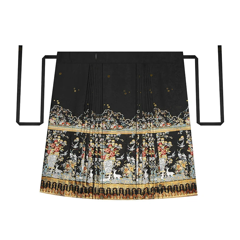 Ming Dynasty Modern Hanfu Round Neck Jacket with Mamianqun - Fulu 岁朝福鹿