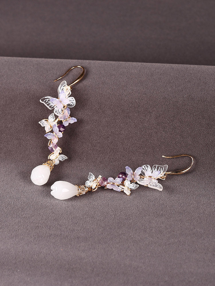 Amethyst Butterfly Drop Earrings | Cheongsam Jewelry