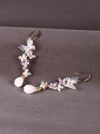 Amethyst Butterfly Drop Earrings | Cheongsam Jewelry