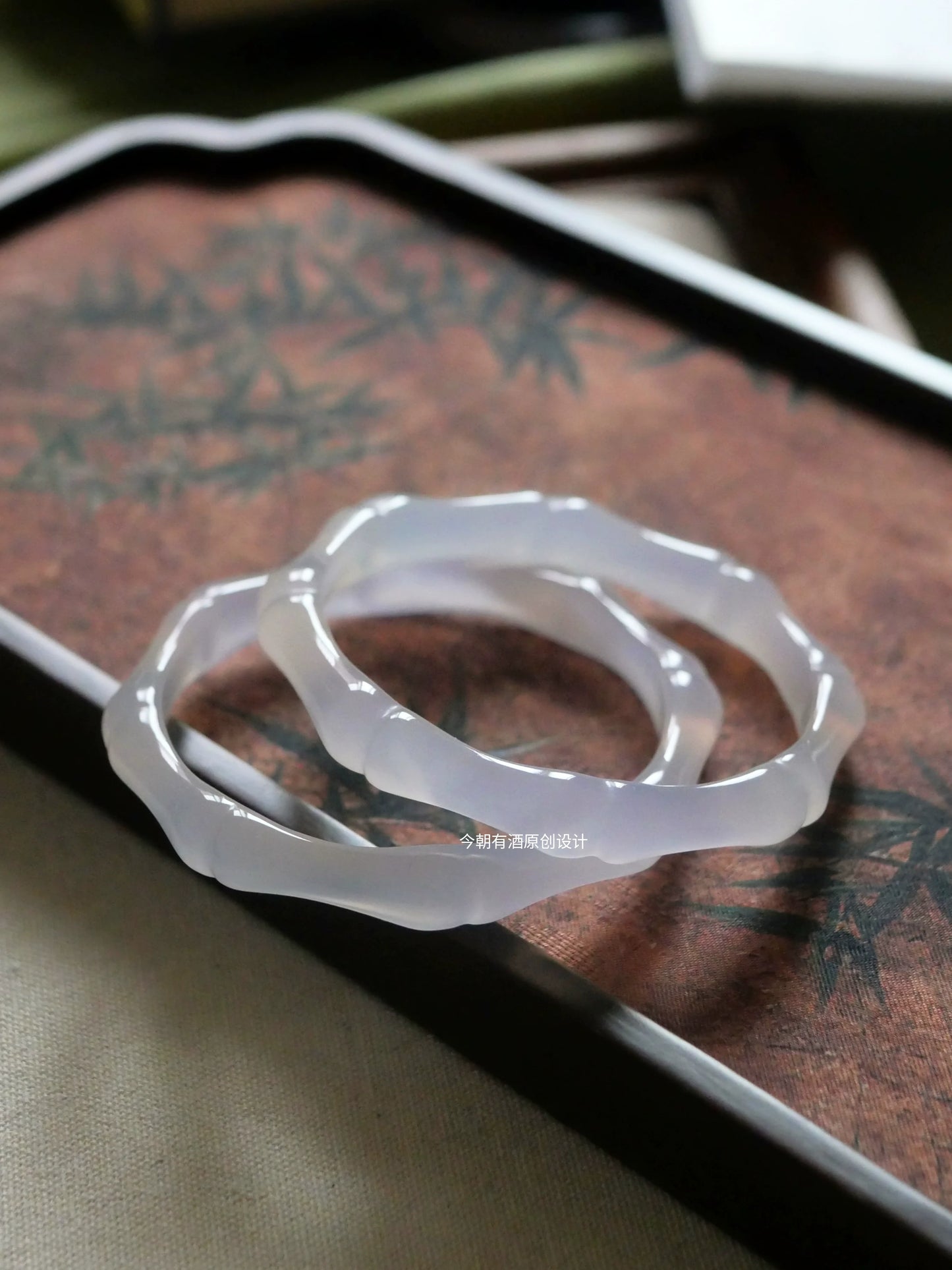 Zhu Yin - Natural Ice Seed Agate, Purple Bamboo Bracelet