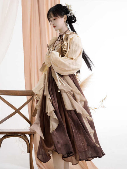 New Chinese Style Vintage Slip Dress and Cardigan for Summer - Midie 迷蝶