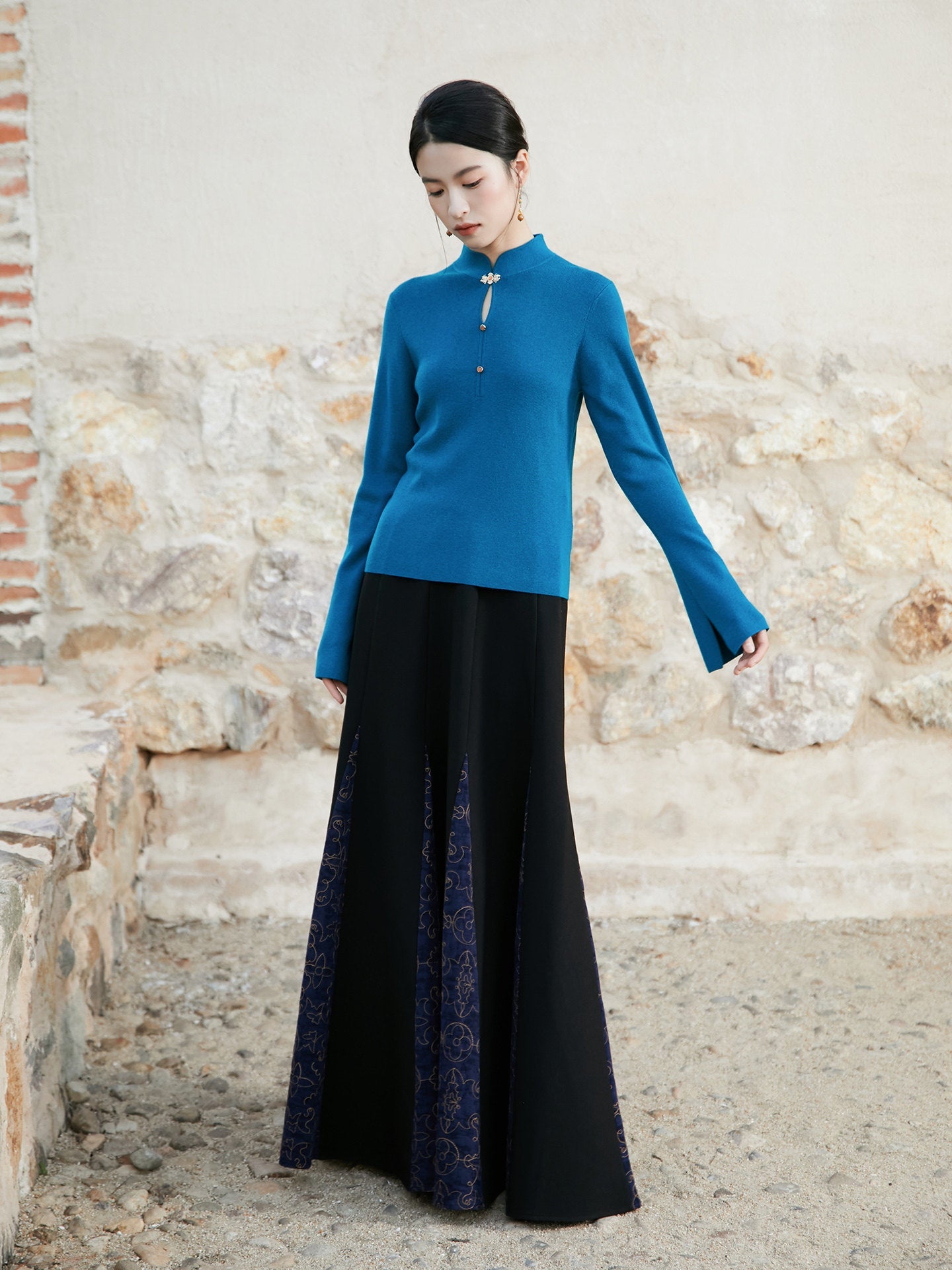 New Chinese Style Cashmere Blend Knitted Sweater - Shiyu 莳予