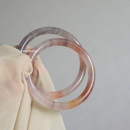 Seeing Flowers in the Fog Gold Silk Jade Bracelet