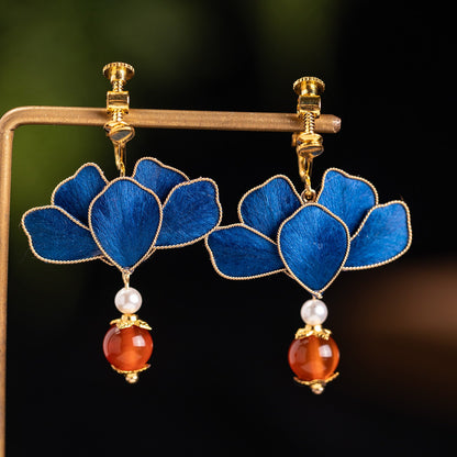 Emerald Velvet Flower Earrings | Cheongsam Jewelry