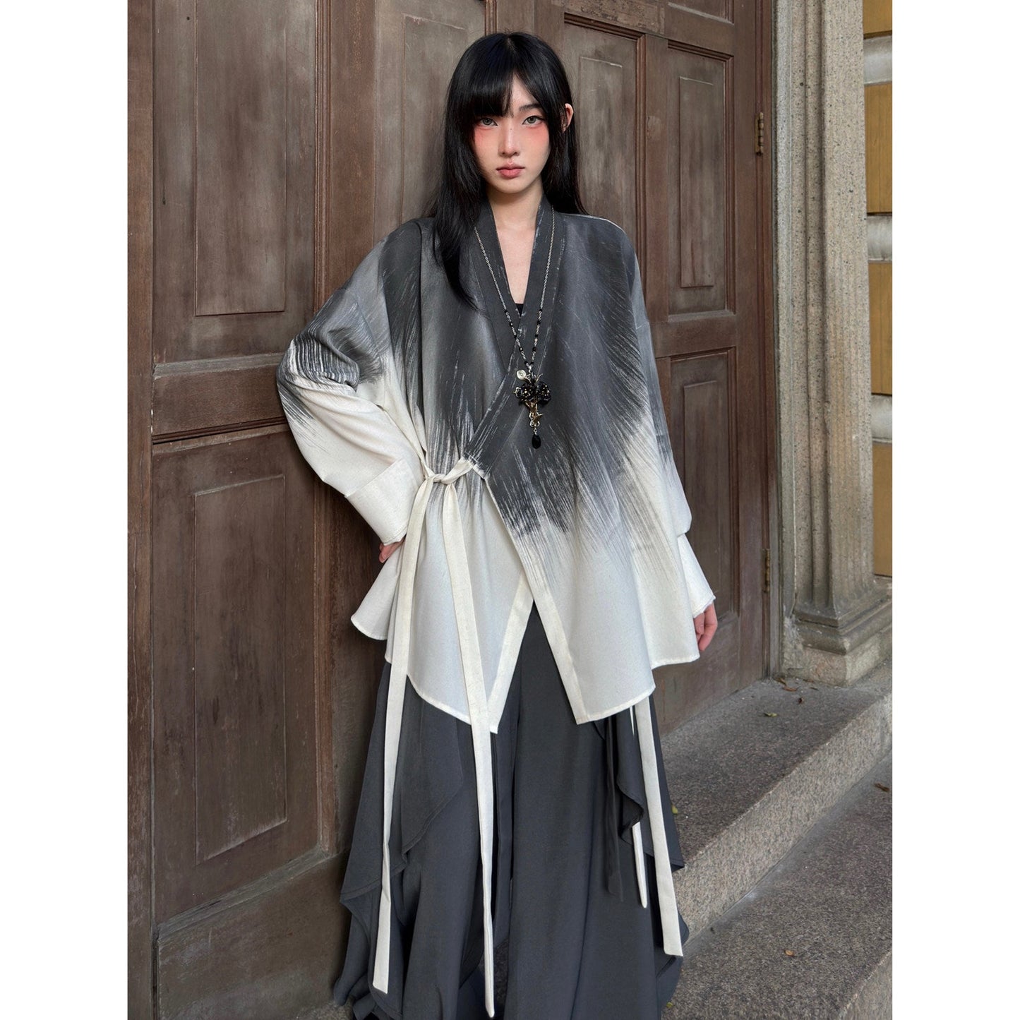 New Chinese Style Tie Dye Long Sleeve Cardigan