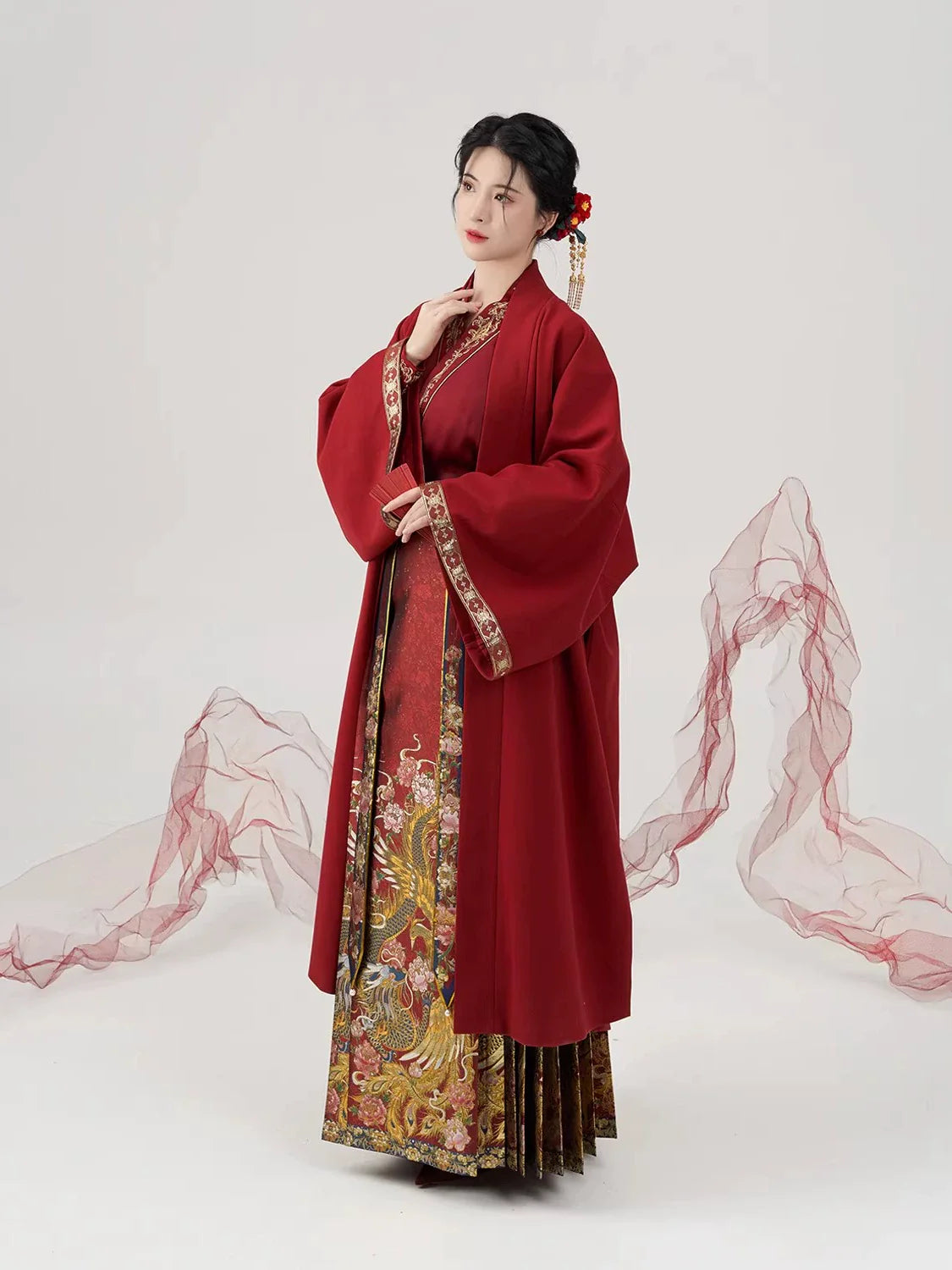 Ming Dynasty Wedding Hanfu Set & Mamian Skirt | Silk Phoenix 锦凤