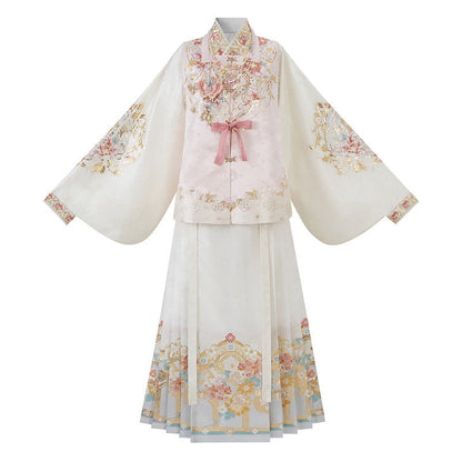 Ming Dynasty Spring Hanfu Set with Pipa Sleeve Bijia & Mamian Skirt | Order of Spring Blossoms 春日花序