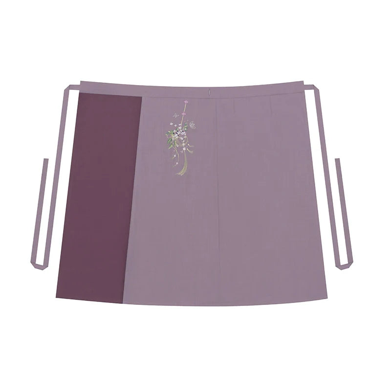Ming Dynasty Modern Hanfu Long Sleeve Top with Spiral Skirt and Cloud Collar - Falling Wisteria 花落紫藤