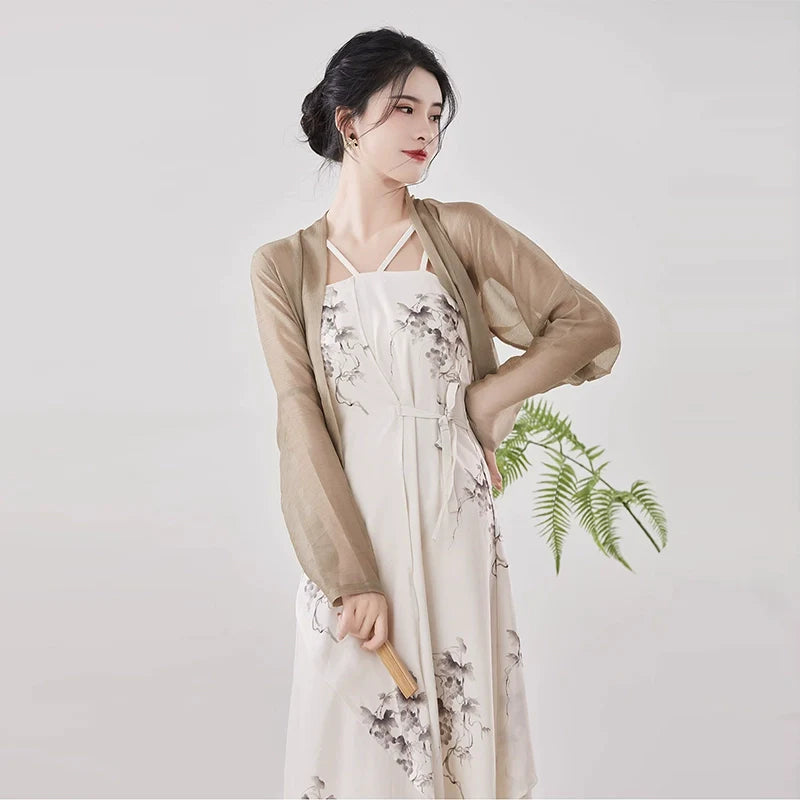 New Chinese Style Women Cardigan & Slip Maxi Dress - Grapevines 葡萄 (Preorder)