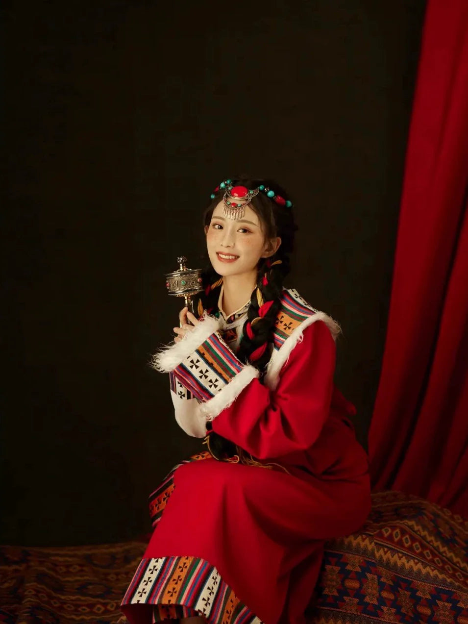Sacred Blossom - Traditional Tibetan Robe Embroidered Ethnic Dress