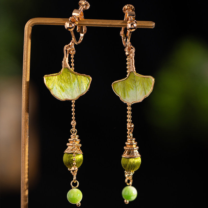 Sage Velvet Flower Earrings | Hanfu Jewelry