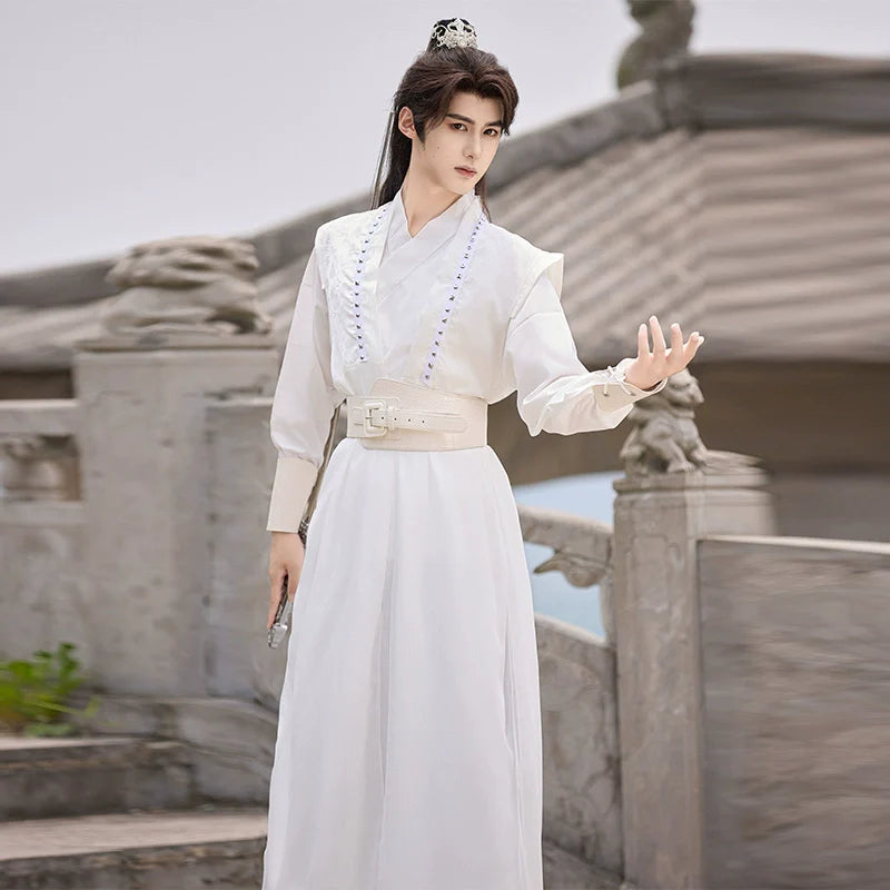 Zhan Beichen 战北尘 - Mens Wei-Jin Style Hanfu with Flowing Wide Sleeves, Ethereal Hero Look