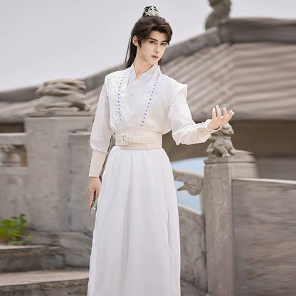 Zhan Beichen 战北尘 - Mens Wei-Jin Style Hanfu with Flowing Wide Sleeves, Ethereal Hero Look