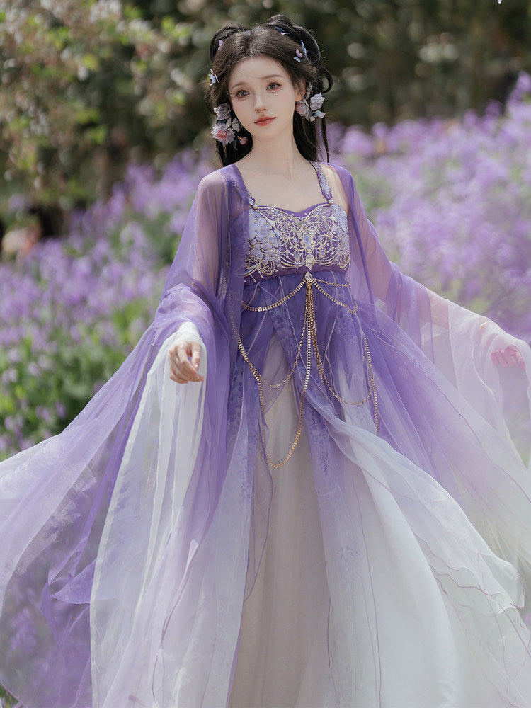 Jiu Chong Zi | Tang Dynasty Hezi Dress with Wide Sleeve Jacket
