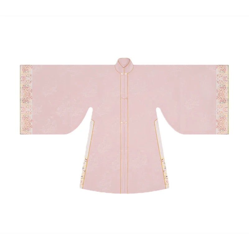 Ming Dynasty Traditional Hanfu Set & Mamian Skirt | Golden Peony Feathers 金丝粉羽
