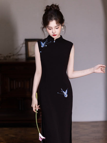Sleeveless Midi Cheongsam | Butterflies