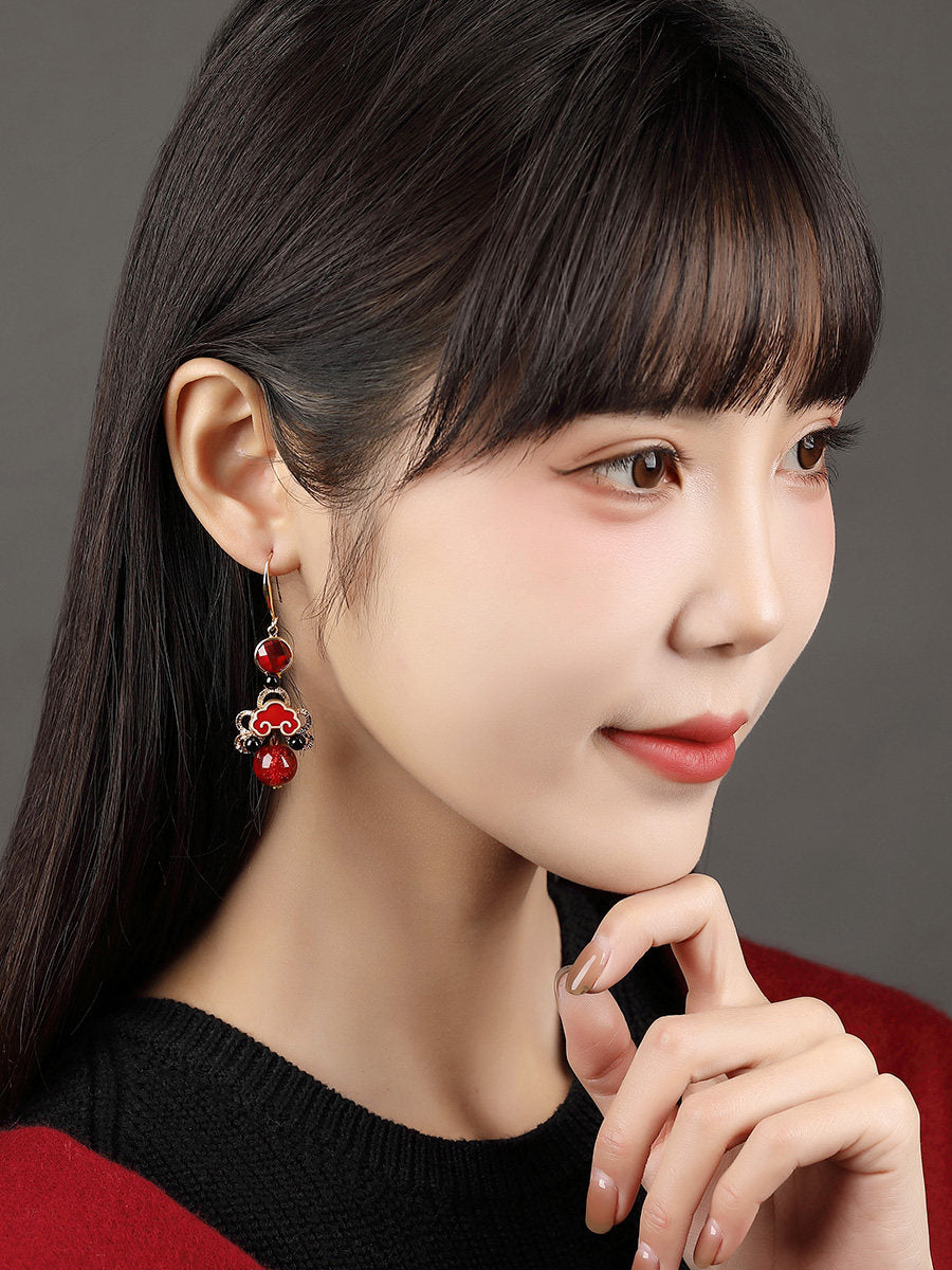 Auspicious Ruby Clouds Earrings | Cheongsam Jewelry