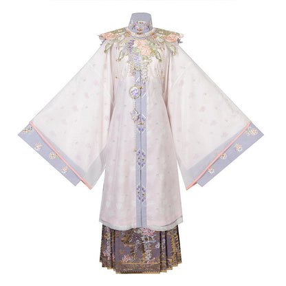 Ming Dynasty Hanfu Set with Robe & Violet Mamian Skirt | Misty Vines 紫雾青藤