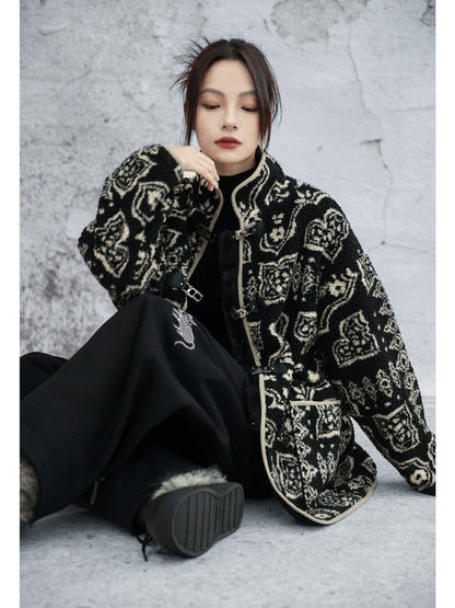 New Chinese Style Ancient Printed Pattern Coat - Yihan 屹寒