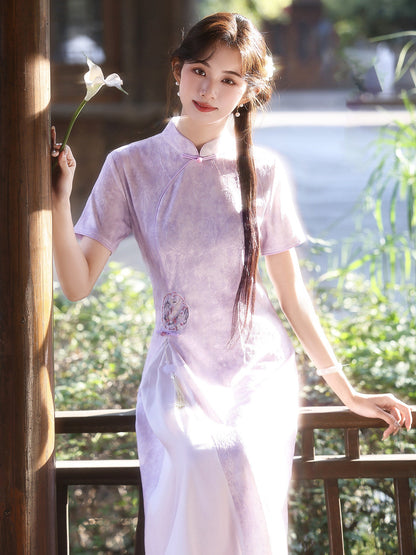 Short Sleeve Lilac A Line Qipao | Whispers