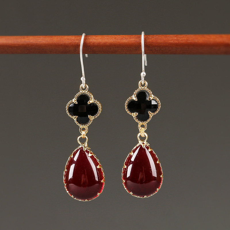 Four Leaf Clover Drop Earrings | Cheongsam Jewelry