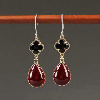 Four Leaf Clover Drop Earrings | Cheongsam Jewelry