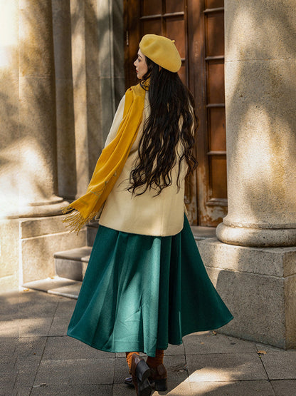 Song Dynasty Modern Hanfu Winged Sleeve Top and Wrap Skirt for Autumn and Winter - Rose Heart 玫瑰心事 (Preorder)