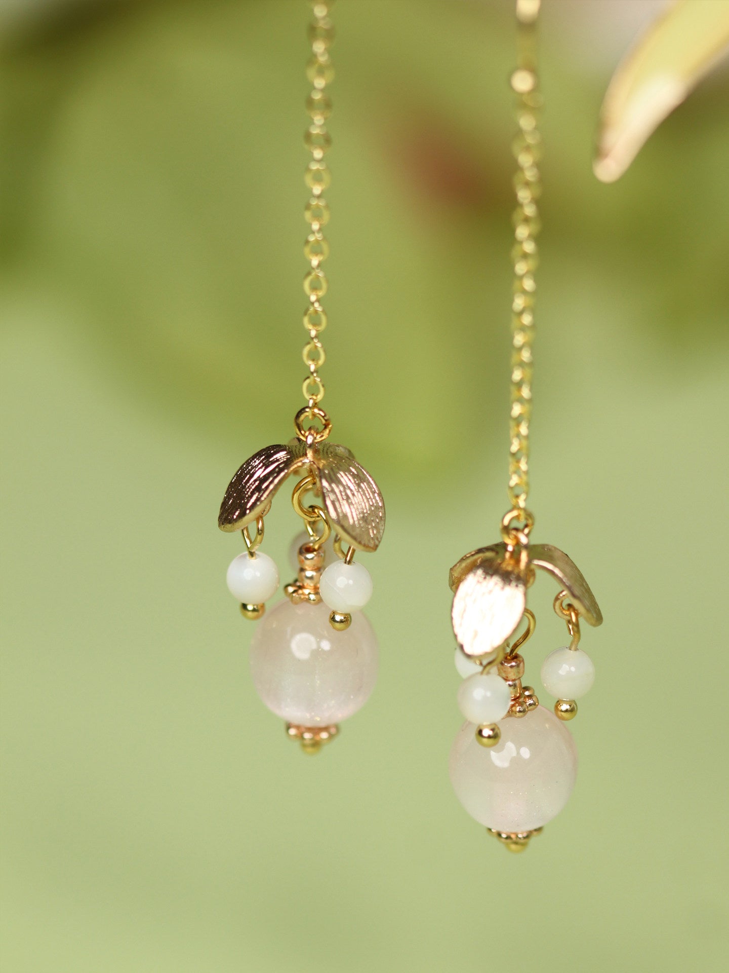 Pink Beaded Long Earrings | Hanfu Jewelry