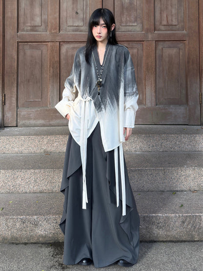 New Chinese Style Tie Dye Long Sleeve Cardigan